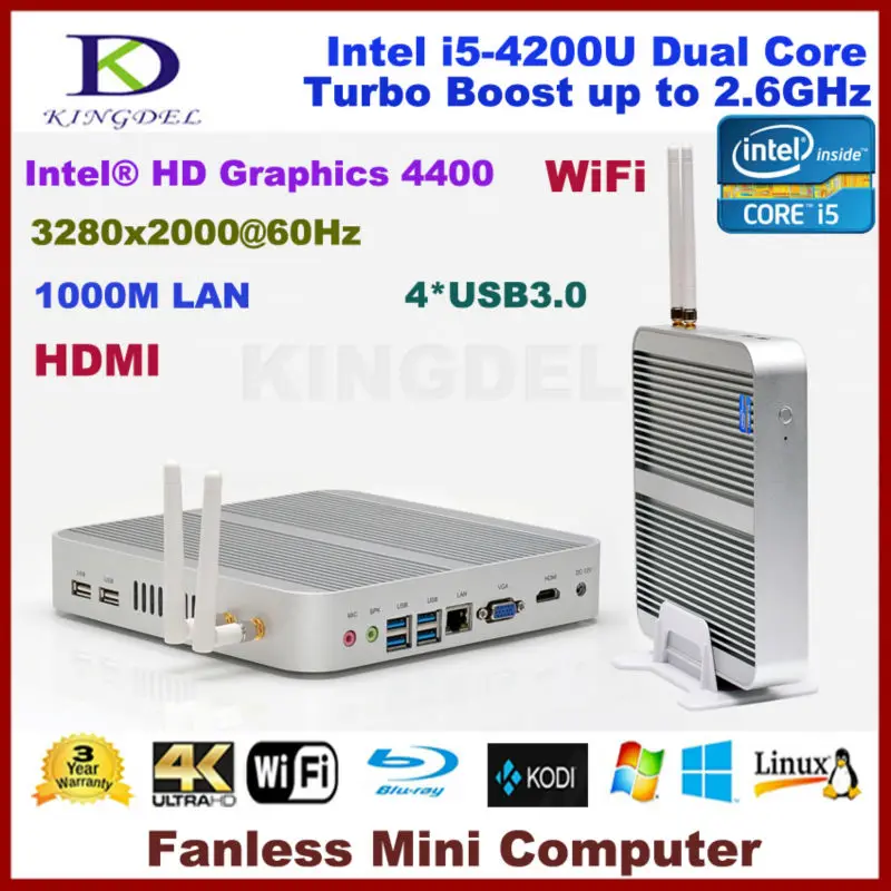 Мини-компьютер Intel i5 8 ГБ ОЗУ + 1 ТБ HDD без вентилятора 4 порта USB 3 0 HDMI поддержка DirectX 11