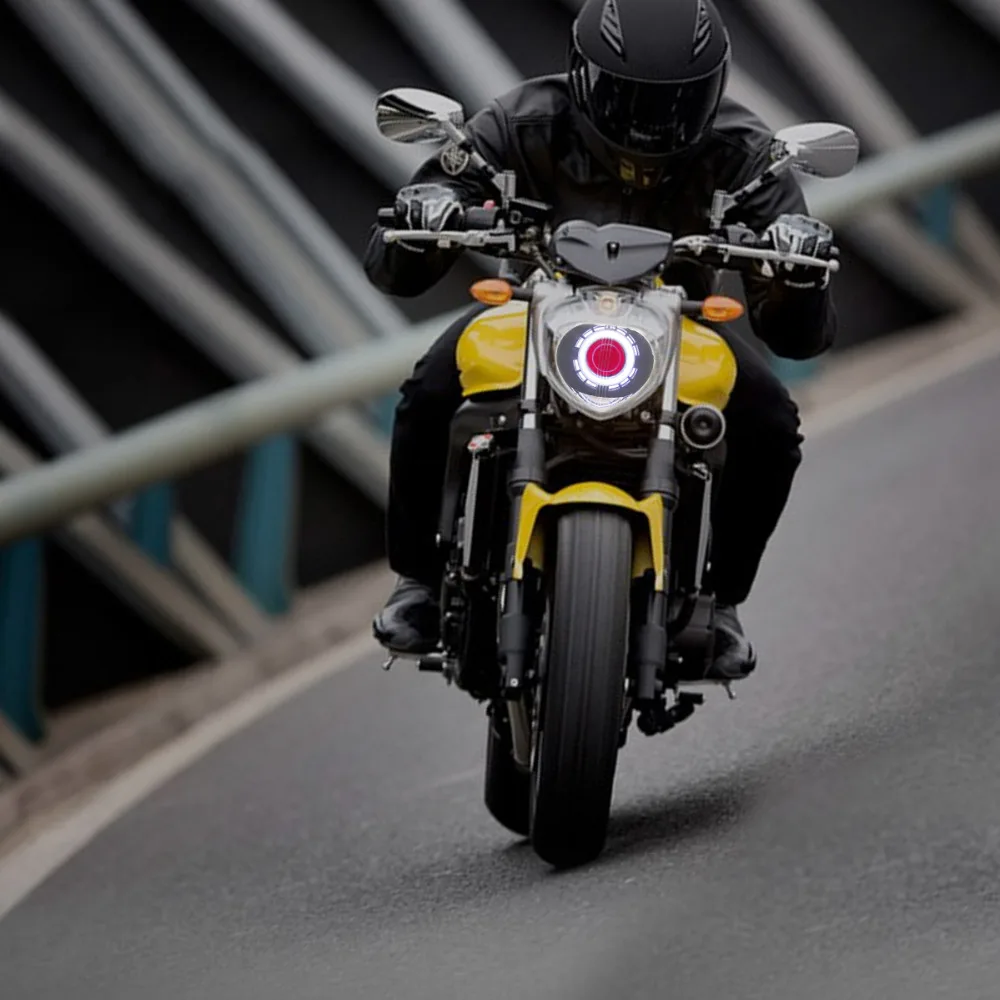 Передние фары KT для мотоцикла Yamaha FZ6N 04 09 Двойной &quotГлаз ангела&quot Глаз демона HID