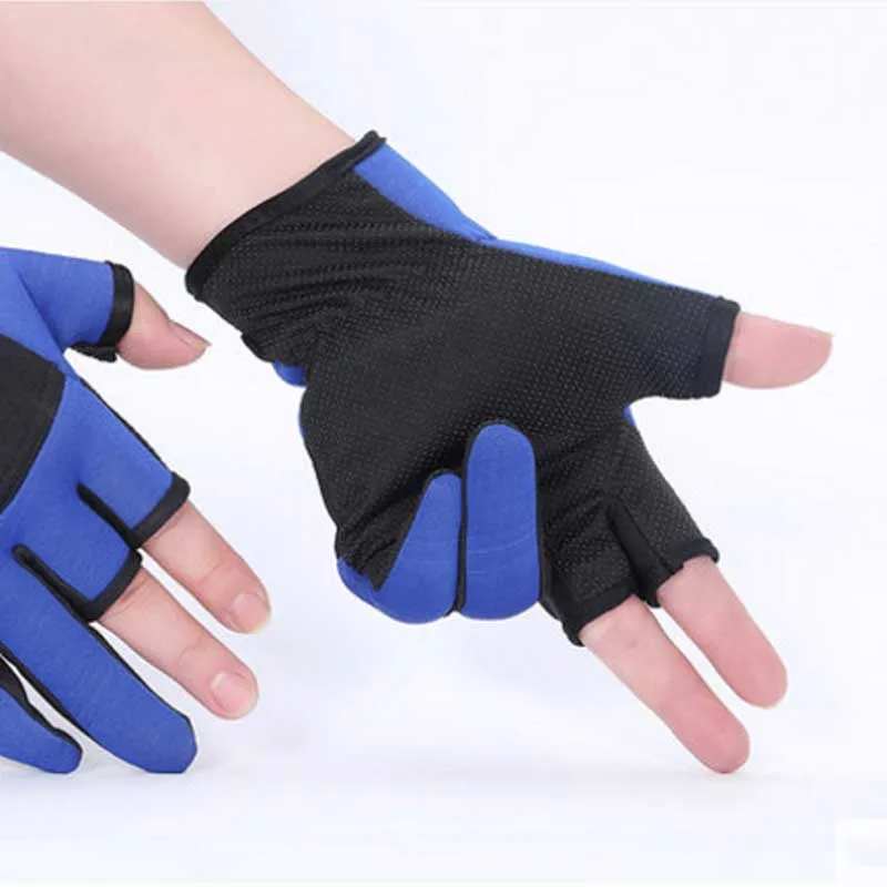 GUGUFISH 1 пара спортивные кожаные рыболовные перчатки 3 полупальца дышащие