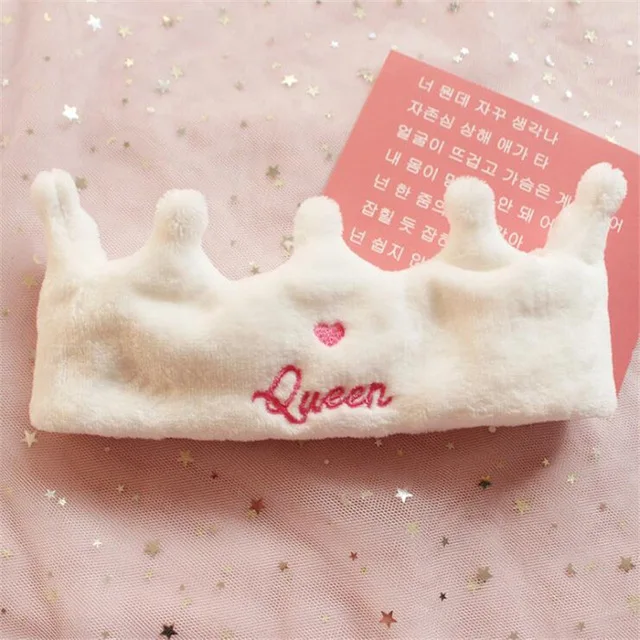 Милая мягкая корона, королевская вышивка, повязка для макияжа, моющаяся головная повязка, аксессуары для волос, эластичная повязка на голову, резинка для волос