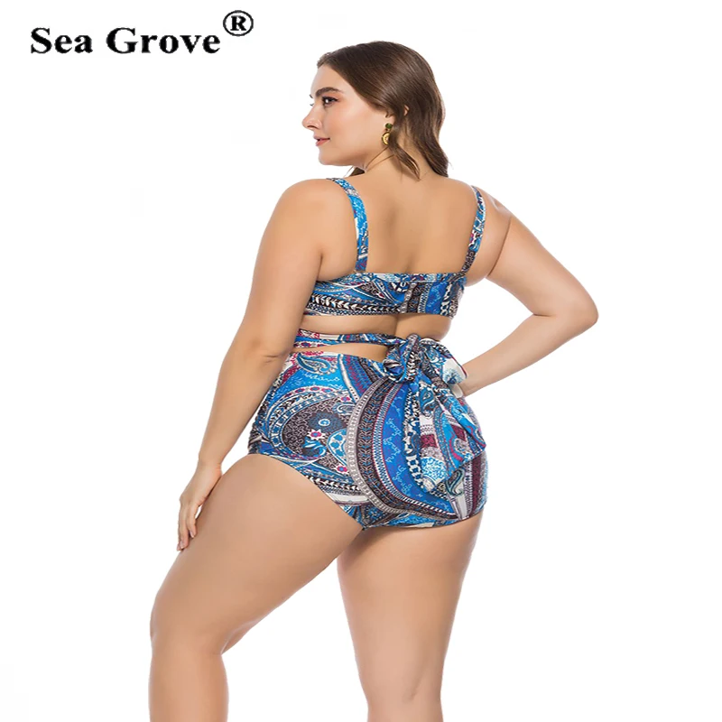 

Ethnic Halter Bikini Set Plus Size Swimwear Women Big Large Size Geometric Animal Two Piece Swim Bathing Suit Pool Beach Wear
