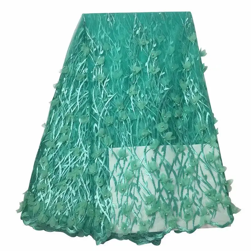 Кружевная ткань в африканском стиле желтая зеленая кружевная с вышитыми