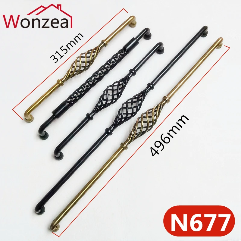 birdcage style long handles hole cc 300mm480mm furniture vintage antique bronze kitchen cabinet door pulls for dress wardrobe free global shipping