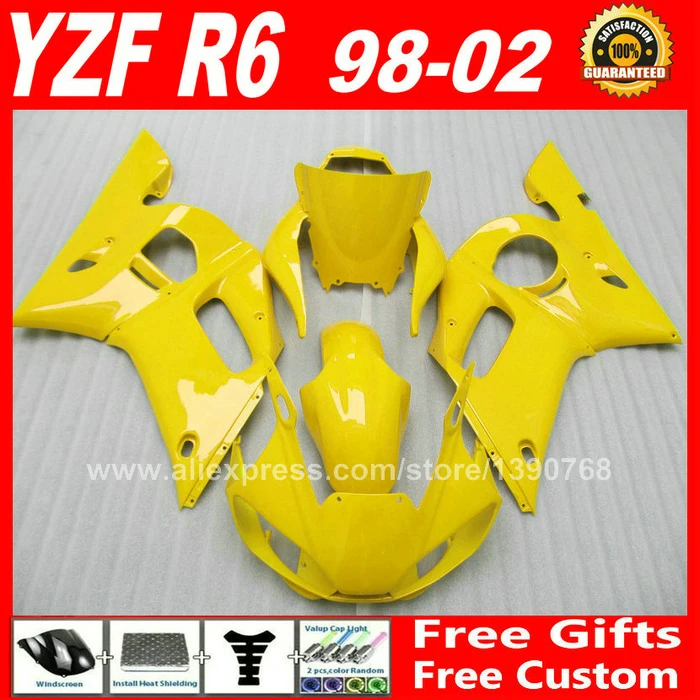 Светло желтый комплект обтекателей для YAMAHA YZF R6 98 99 00 01 02 DIY кузов X6L8 1998 1999 2000 2001 2002