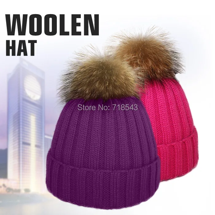 зимой beanie связанный шлем меха образный колпачок для женщин и теплые зимние