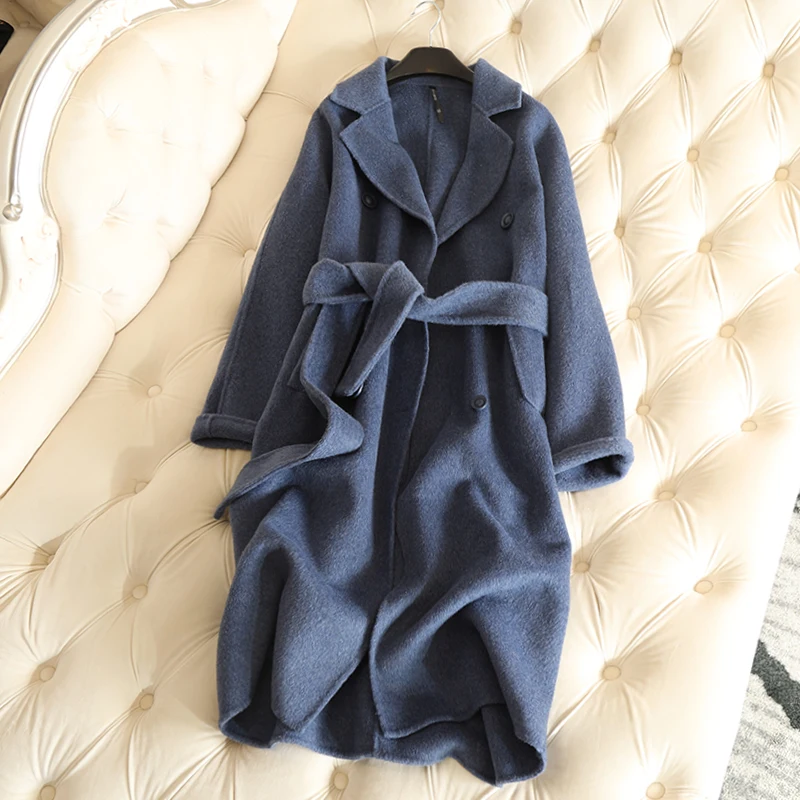 2018 новый зимний двусторонний кашемир и пальто из шерсти альпаки v-образный вырез
