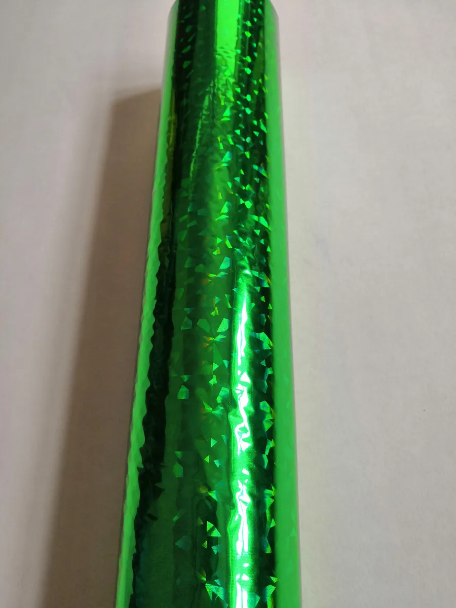 Holographic foil green color broken glasses pattern  E04  hot stamping on paper or plastic 64cm x 120m