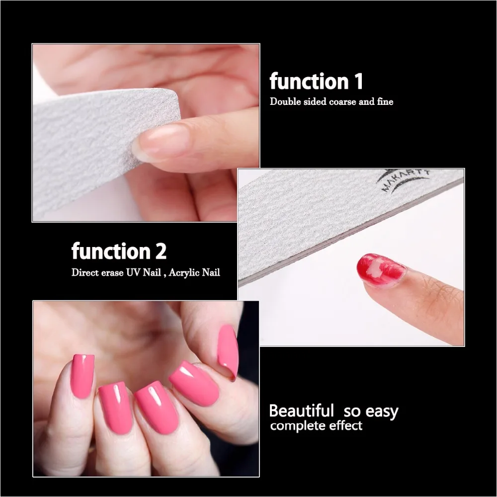 

250pcs Zebra Nail Files Washable Double-Side Emery Board 100/100 150/150 Grit Nail Buffering Files Makartt