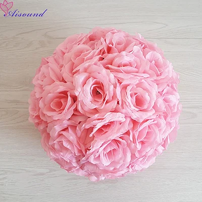 Color 19 coral pink 3шт., свадебные цветы, полный шар, украшение стола, украшение, шар для поцелуя, искусственный шелк, роза, помпон, цветы, композиция, цветы - Цвет: Color 19 coral pink