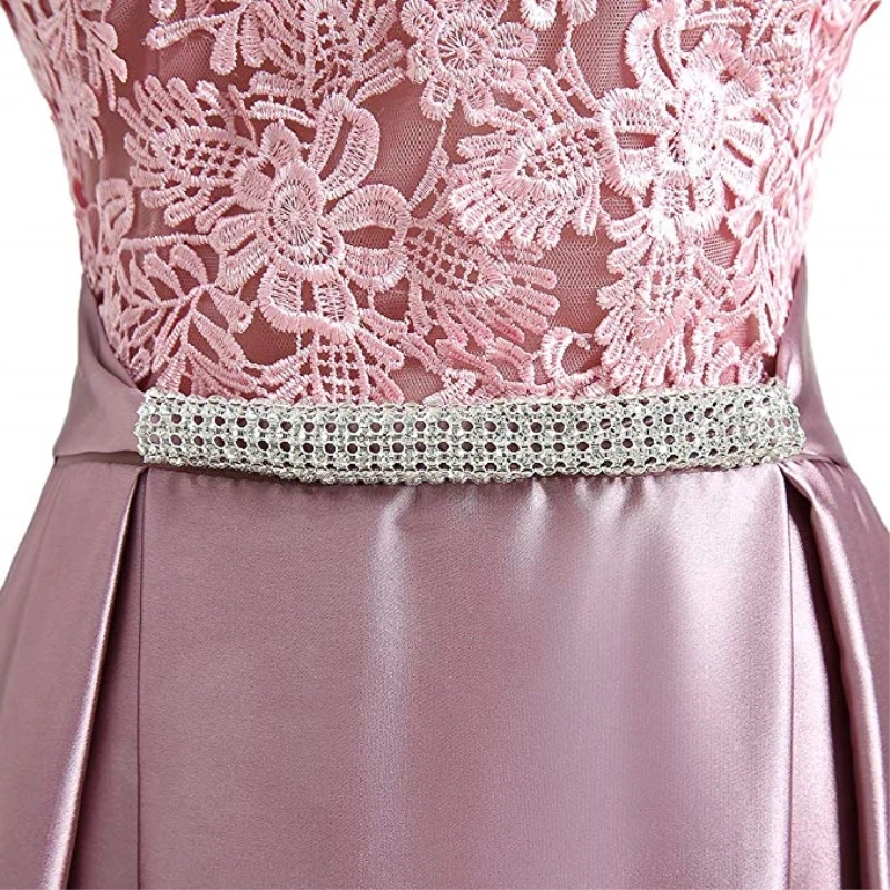 Атласный с бисером вечернее платье Новый 2019 Пром элегантные длинные кружева плюс