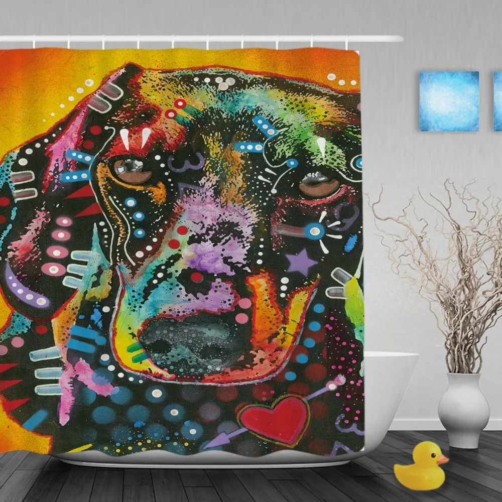 Модная такса собака занавески для душа художественные животные на заказ ванной
