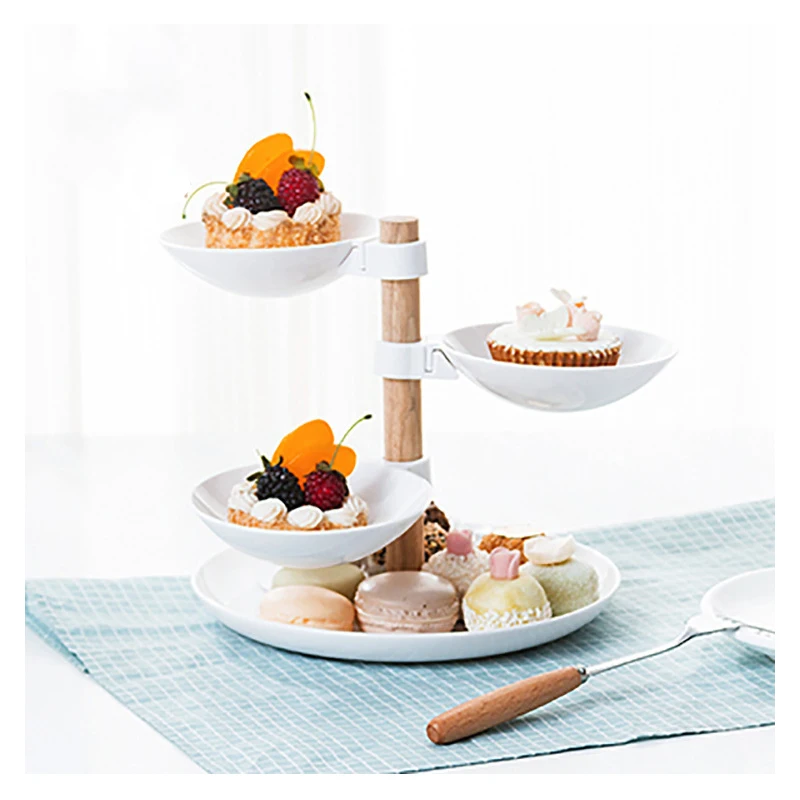 4 уровня Поворотная подставка четырехслойная Пластик фрукты посуда и тарелки