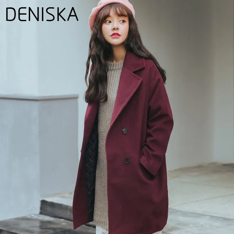 Дениска 2018 Новинка весны большой лацкане пиджака толстые шерстяные ветровка Для