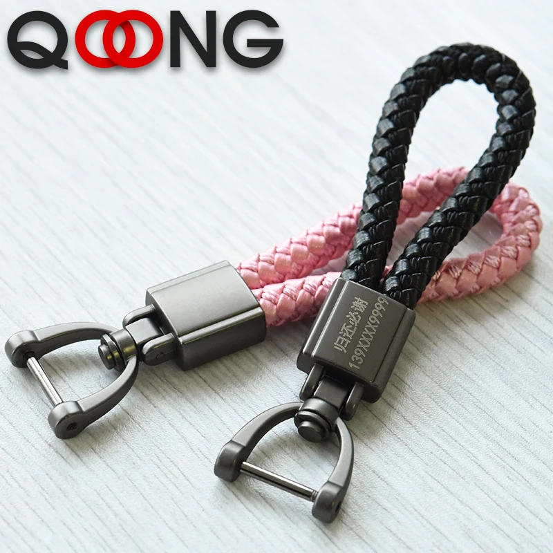 QOONG 2019 пользовательские надписи 100% натуральная кожа веревочный брелок