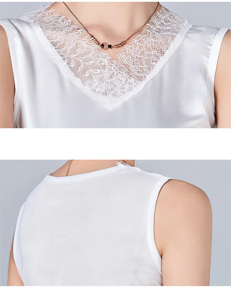 Lace V-Neck Satin Silk Top Sexy Tops for Women Fitness Tank Green Elegant Workwear Women's Sleeveless Plus Size XXXL | Женская