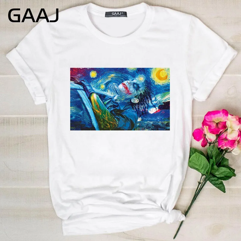 09 GAAJ "Van Gogh Van Goghing Van Gone", Футболка для женщин, женские футболки, одноцветная Футболка с принтом размера плюс, дизайнерская футболка для влюбленных 8YCDH - Цвет: 09