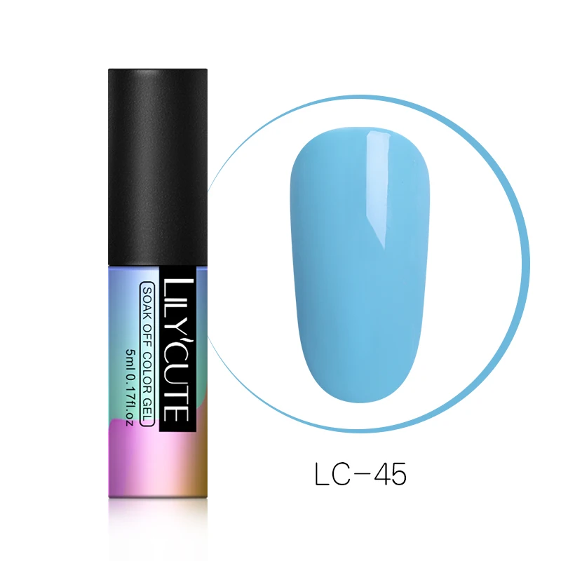 LC-45 LILYCUTE зеленый УФ-гель для ногтей Vernis полуперманентный дизайн ногтей украшение чистый Гель-лак для маникюра дизайн ногтей 5 мл - Цвет: LC-45