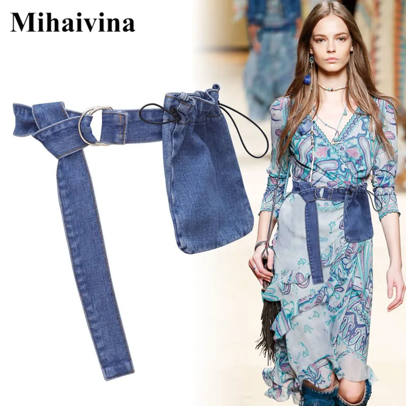 Забавная джинсовая сумка Mihaivina модная поясная для женщин телефона Женская на