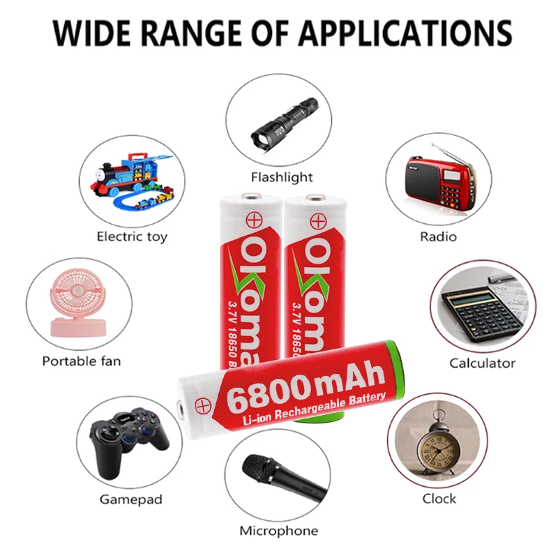 18650 Батарея 3 7 V 6800mAh перезаряжаемая литий ионная батарея для игрушки светодиодный