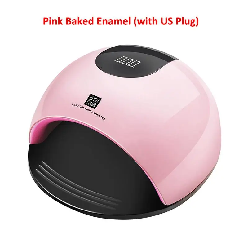 with US Plug Pink 80 Вт Светодиодная УФ-лампа для ногтей Сушилка для ногтей и ногтей Гель-лак для ногтей профессиональная Сушилка для ногтей с датчиком и 4 настройками таймера - Цвет: with US Plug Pink