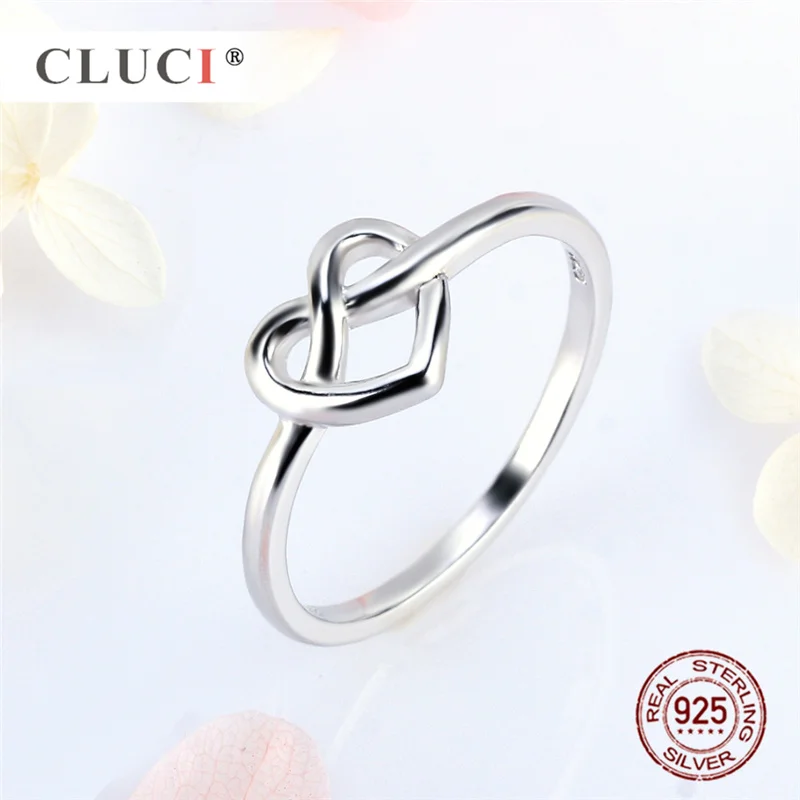 CLUCI Серебро 925 Двойное сердце кольцо романтическая мода обручальные ювелирные