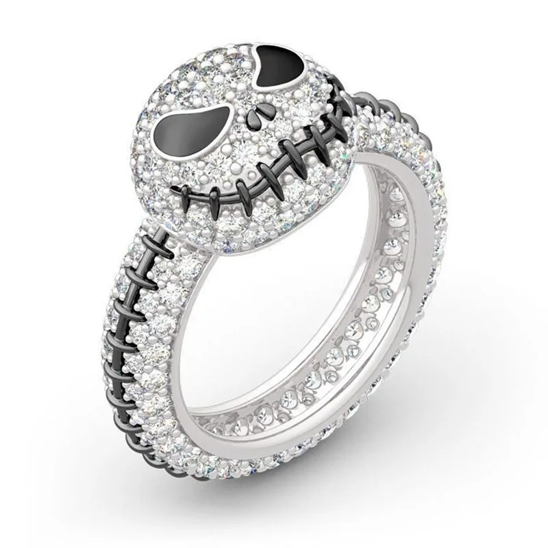 Готическое черно-серебряное перстень с черепом тыквы для мужчин в панковском стиле винтажного дизайна кольца для женщин украшение на Хэллоуин Анилло Омбре Бижу.