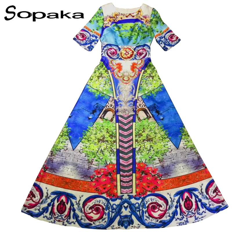 Женское платье макси с цветочным принтом разноцветное длинное вечернее синего