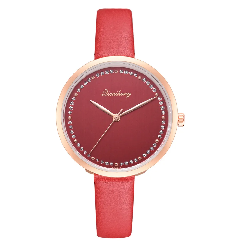 Прямая поставка Модные женские часы под платье со стразами роскошные кожаные