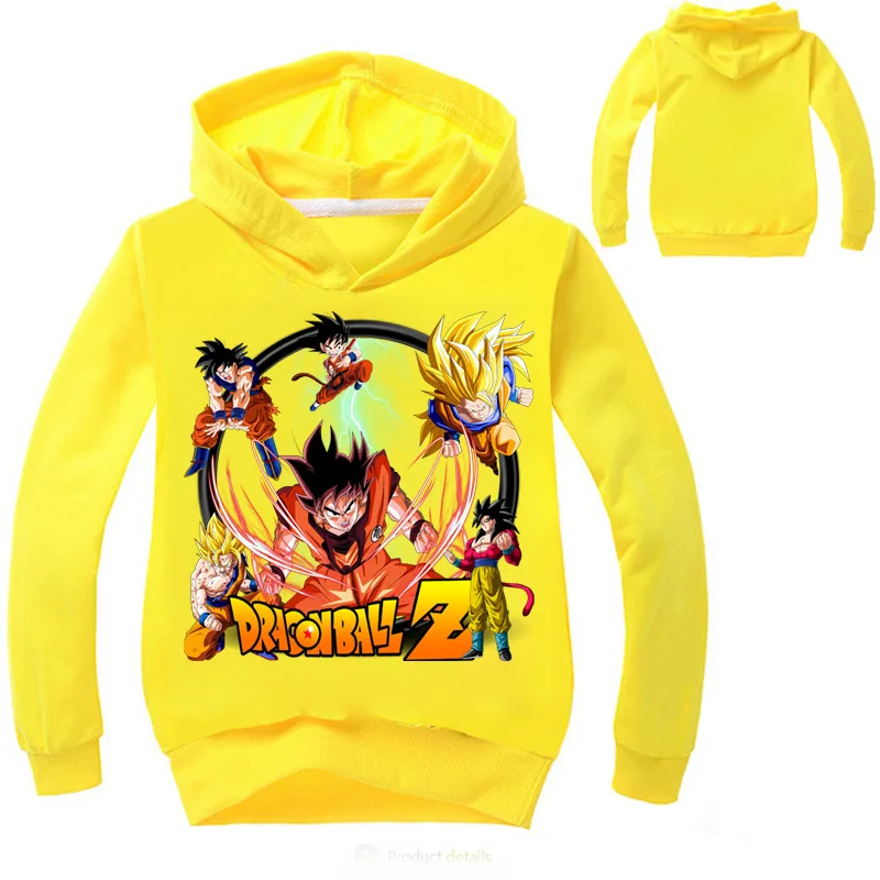 Цвет: желтый Детская футболка для мальчиков Драконий жемчуг, Z Goku, толстовки с длинными рукавами и свитшоты, одежда, пальто футболка для детей, одежда для мальчиков и девочек - Цвет: Цвет: желтый