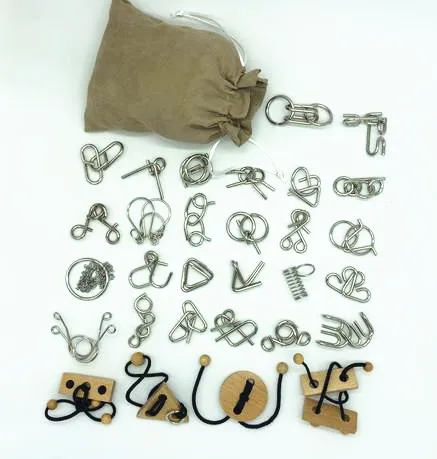 30PCS Packaging 1 26/30 шт. в наборе головоломки IQ у металла головоломка магический провод кольца головоломки игры для детей и взрослых - Цвет: 30PCS Packaging 1