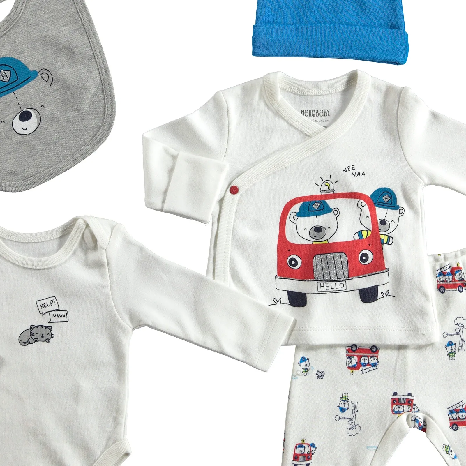HelloBaby пожарные новорожденный больничный пакет 5 шт |