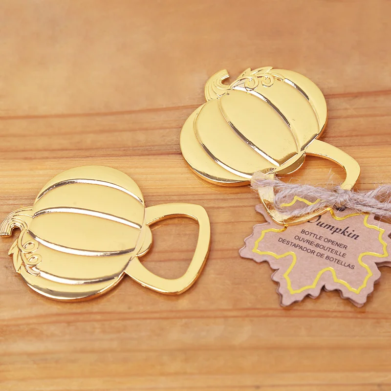 

Gold Pumpkin Wine Bottle Opener Halloween Day Party Decoration Supplies Golden Wedding&Bridal Shower Favors 10PCS
