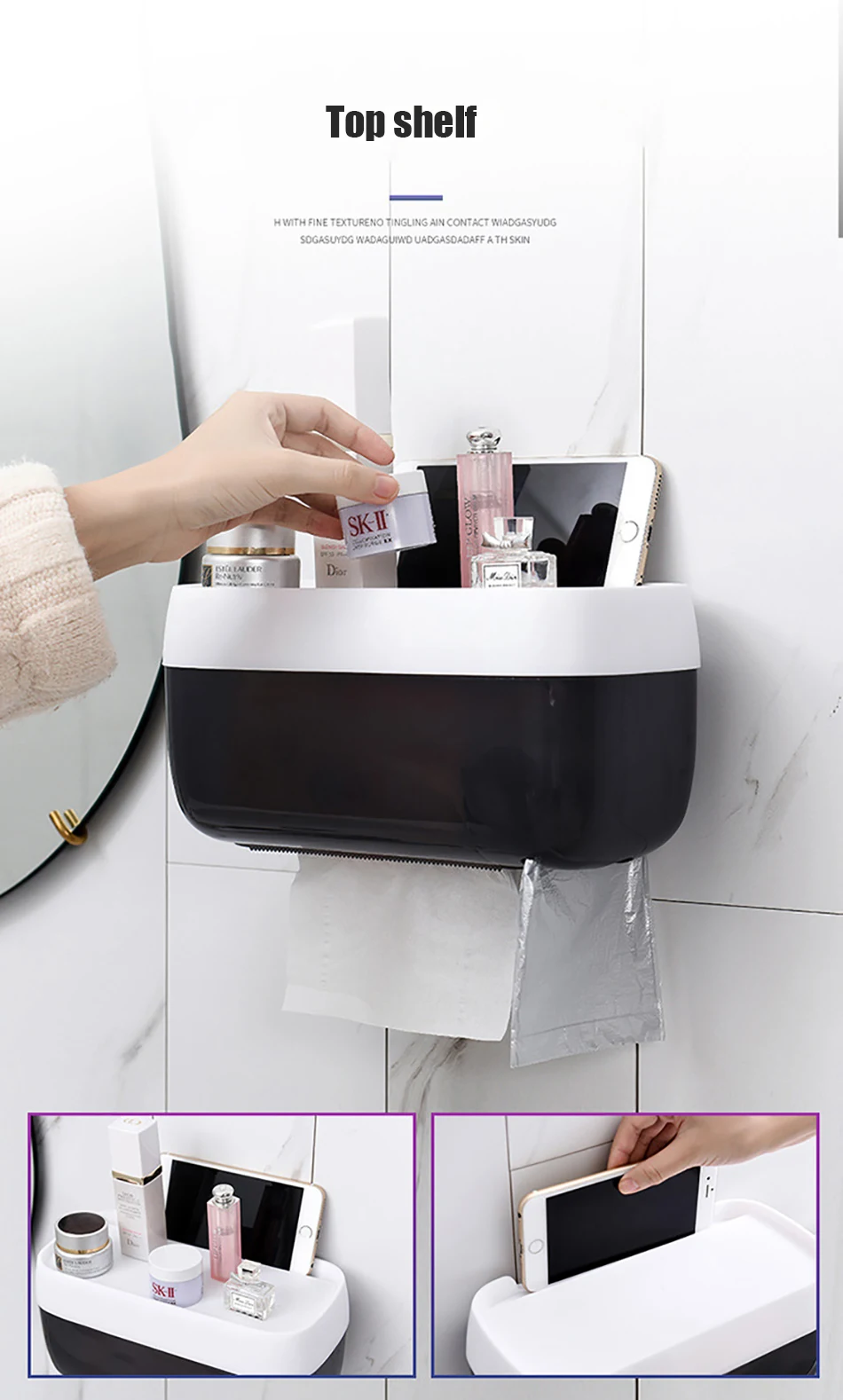 GUNOT Wall-mounted Toilet Paper Dispenser Portable Toilet Paper Holder Home Decoration Accessories Waterproof Tissue Storage Box