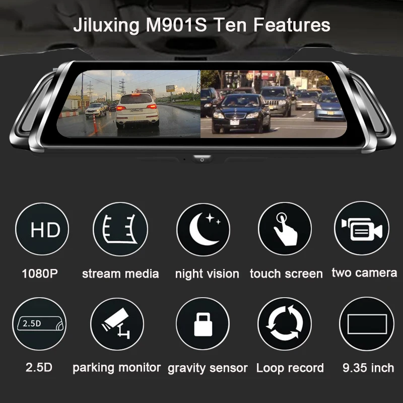 Зеркало видеорегистратор Jiluxing M901S FHD 1080P два объектива|Видеорегистраторы| |