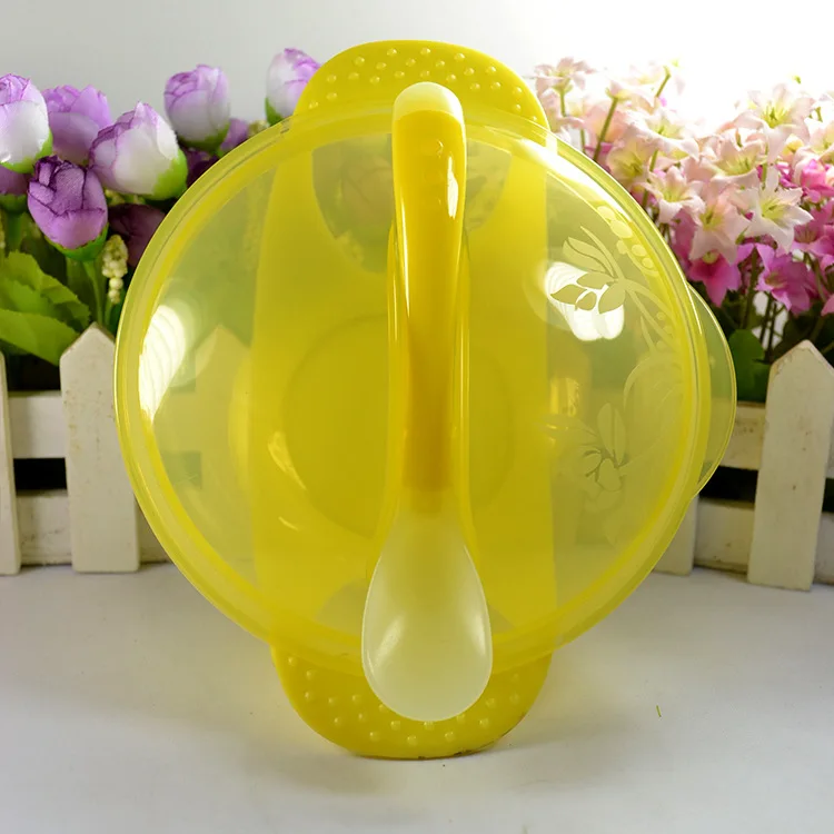 

The Baby Sucker Bowl Baby Antiskid Binaural Bowl With a Spoon and a Cover Baby Tableware Training Dishes