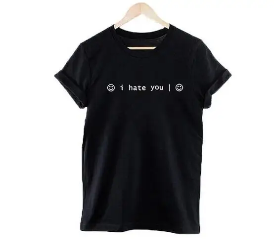 Женская свободная футболка с коротким рукавом и надписью hate you | одежда