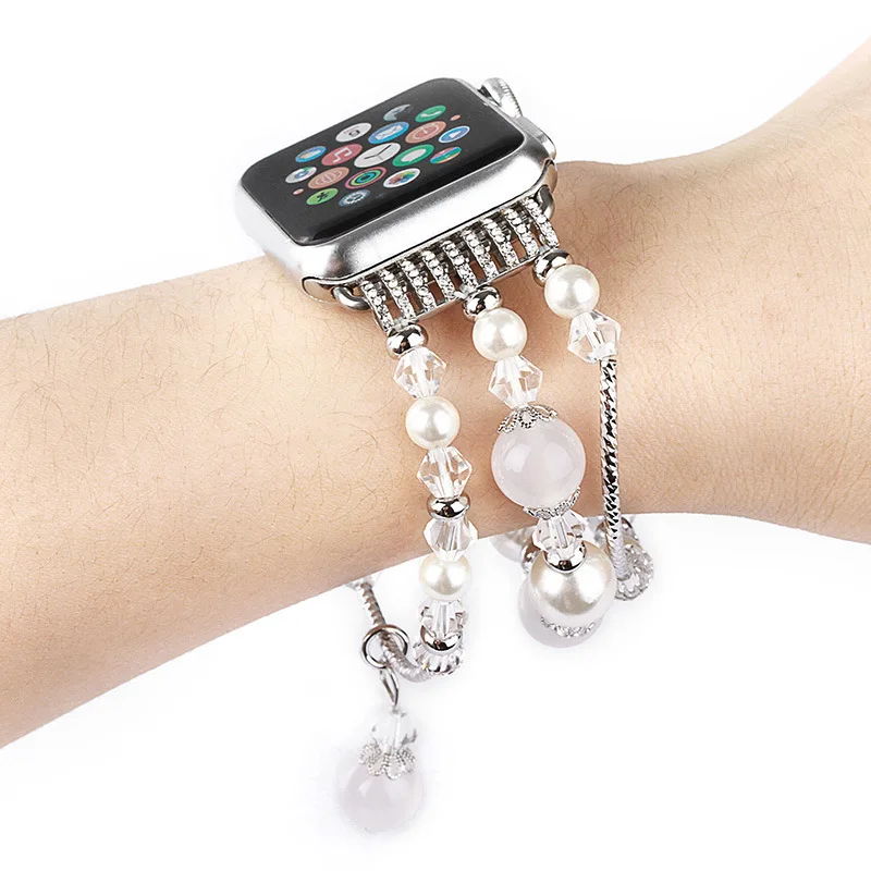 Роскошный браслет-браслет из агата для apple watch band correa apple watch 44 мм 40 мм 42 мм 38 мм iwatch series 5 4 3 2