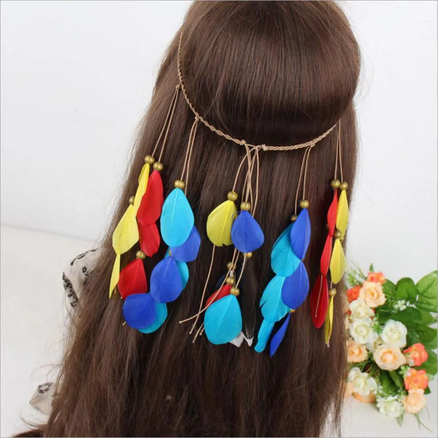10 PCS The gypsy Indian feather hair accessories Headdress feathers Bohemia tire headdress | Дом и сад