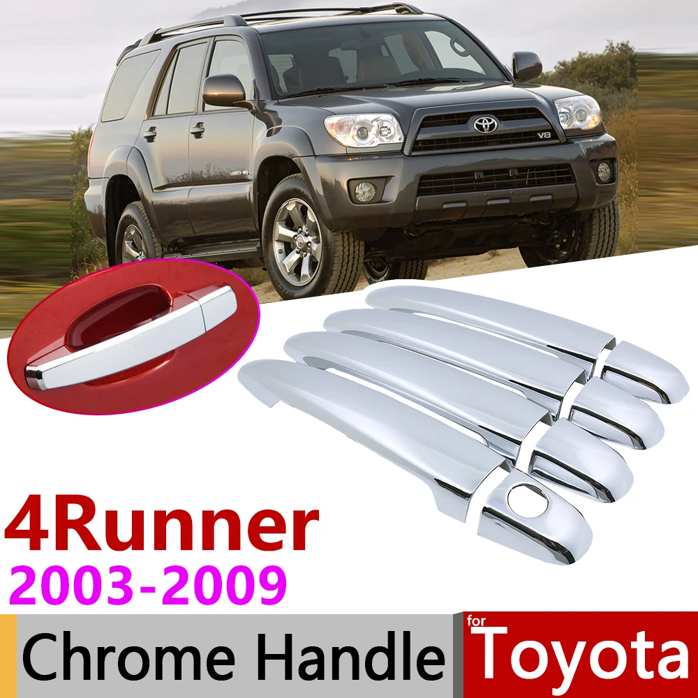 

for Toyota 4Runner Hilux Surf N210 2003~2009 Chrome Door Handle Cover Car Accessories Stickers Trim Set 2004 2005 2006 2007 2008