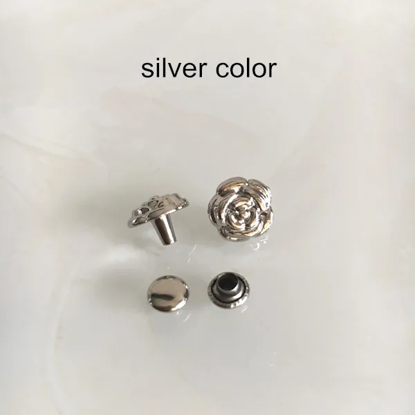 silver color 60 набор розовых заклепок 9 мм цинковый сплав DIY заклепки для кожаных изделий, рукоделия, джинсов, ремня. золотой, серебряный, черный, белый цвет - Цвет: silver color