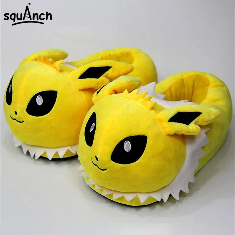 Jolteon Kuguurumi Eevee/тапочки с героями мультфильмов; плюшевая обувь с героями мультфильмов; милые тапочки для взрослых 28 см; теплая зимняя Праздничная домашняя одежда; - Цвет: Jolteon