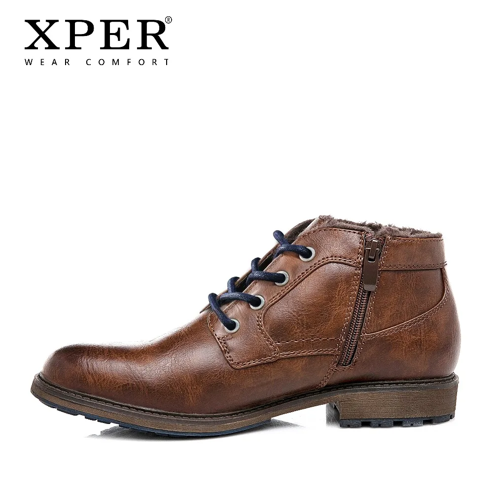 XPER/Теплые Зимние ботильоны мужские модные мотоботы в римском стиле меховая