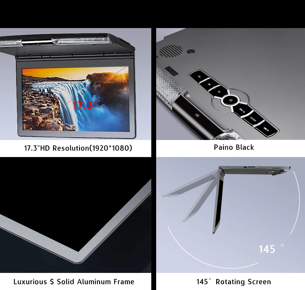Монитор крыши автомобиля 17," FHD цифровой экран откидной потолочный монитор HDMI USB SD IR FM передатчик динамик потолочный ТВ для автомобиля