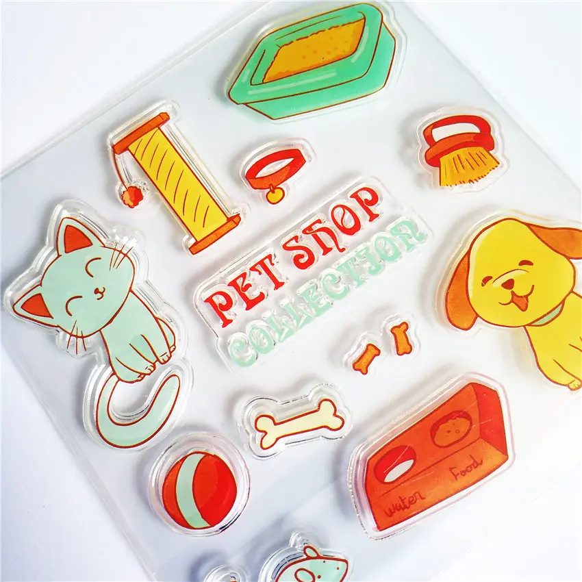 Colorful Pet cats and dogs Transparent Clear Stamps / Silicone Seals Roller Stamp for DIY scrapbooking photo album/Card Making | Дом и сад
