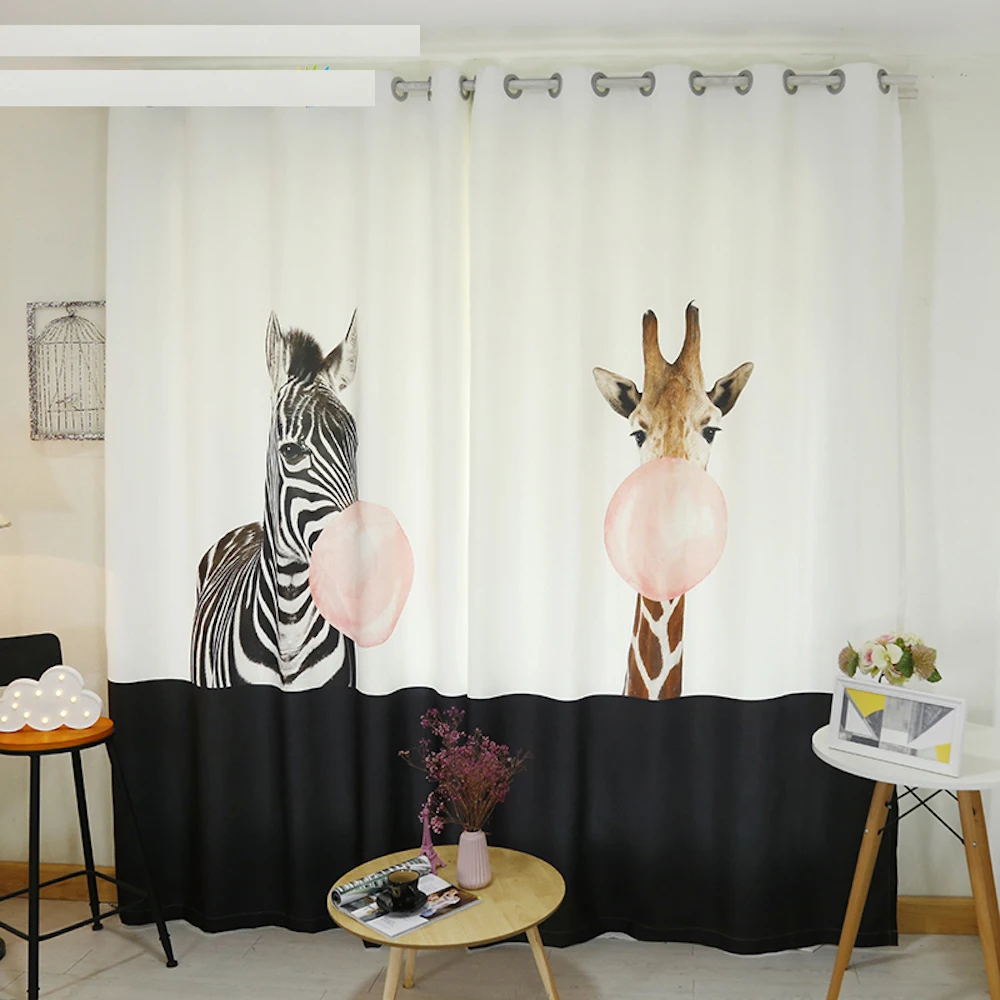 

Custom Made 2x Grommet Window Drapery Curtain Nursery Kids Children Room Window Dressing Tulle 200cmx260cm Zebra Giraffe Balloon