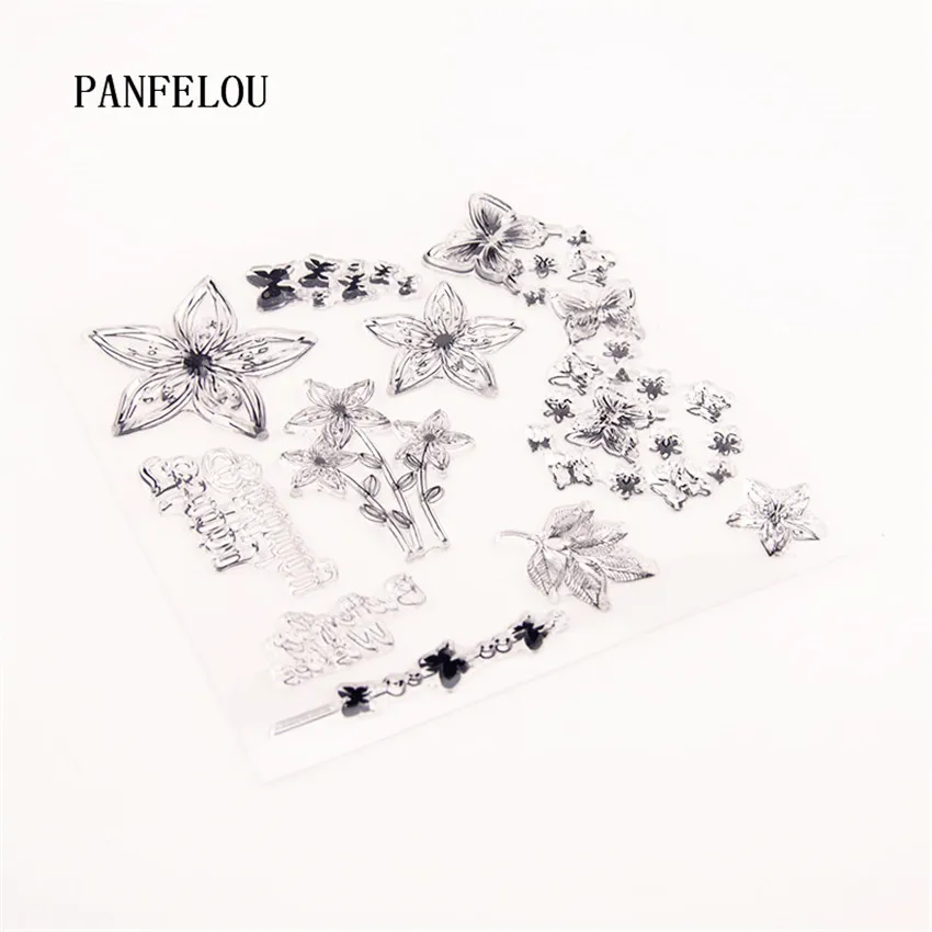Прозрачный силиконовый штамп PANFELOU с лозой-бабочкой/печать для скрапбукинга