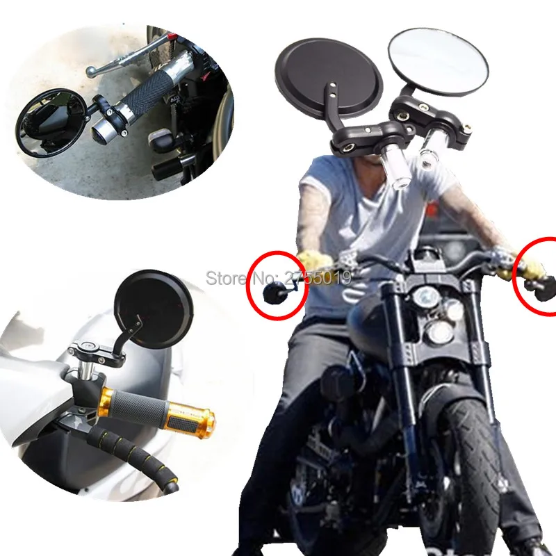 universal Aluminum motorcycle round handle bar Side Mirrors For Suzuki Kawasaki Honda Yamaha cafe racer 5 colors | Автомобили и