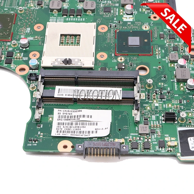 NOKOTION V000218130 материнская плата для ноутбука Toshiba Satellite L650 L655 HM55 DDR3 Дискретная