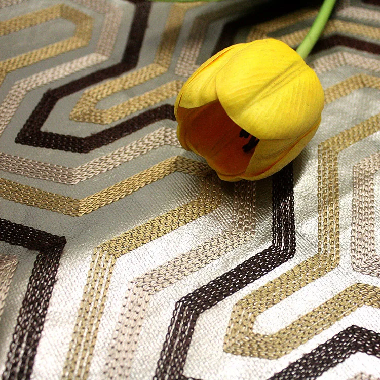 Aug New!KD030 33*180 cm psychedelic maze design geometry embroidered table flag/runner brown gold villa home textile decor | Дом и сад