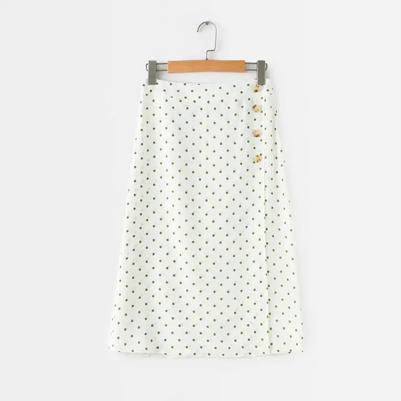 Summer high waist skirt women streetwear korean fashion clothes ploka dot button split white faldas mujer moda 2019 | Женская одежда